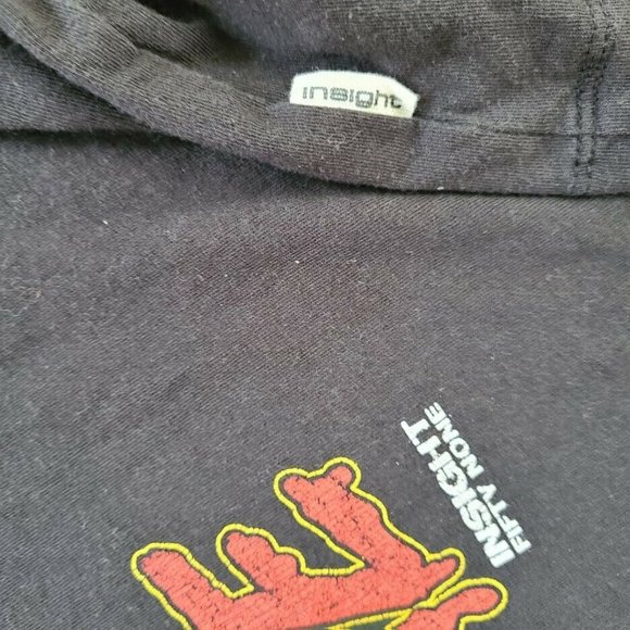 Insight Cut Off T-Shirt World Not An Empire Distressed Black Tee Women's Size L - Picture 3 of 4